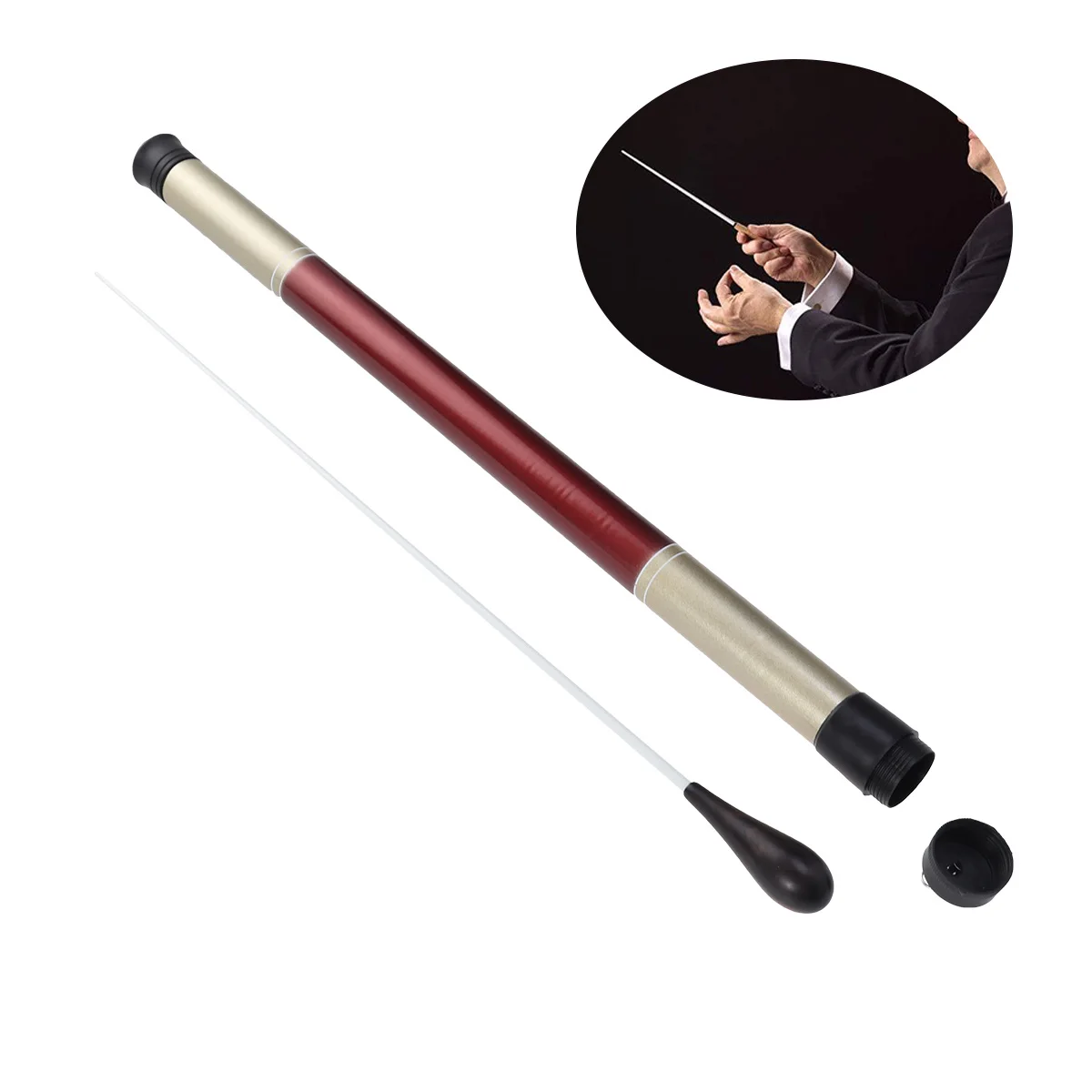 

2pcs Orchestra Music Conductor Concert Musical Accssory with Imitation Handle(Black+Brown)