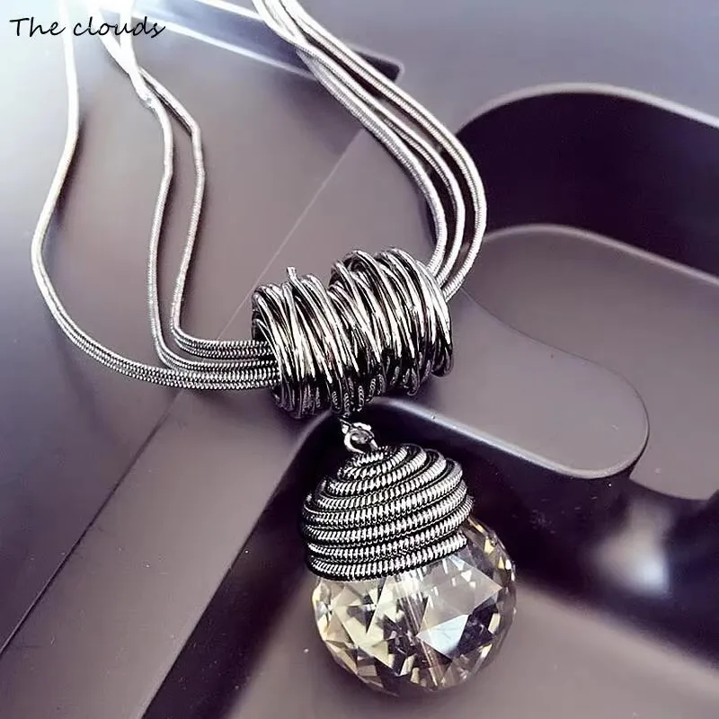 2017New Arrival Women Pendant Necklaces The Big Drop Long Paragraph Sweater Chain All-match DecorativeCrystal Necklace Pendant
