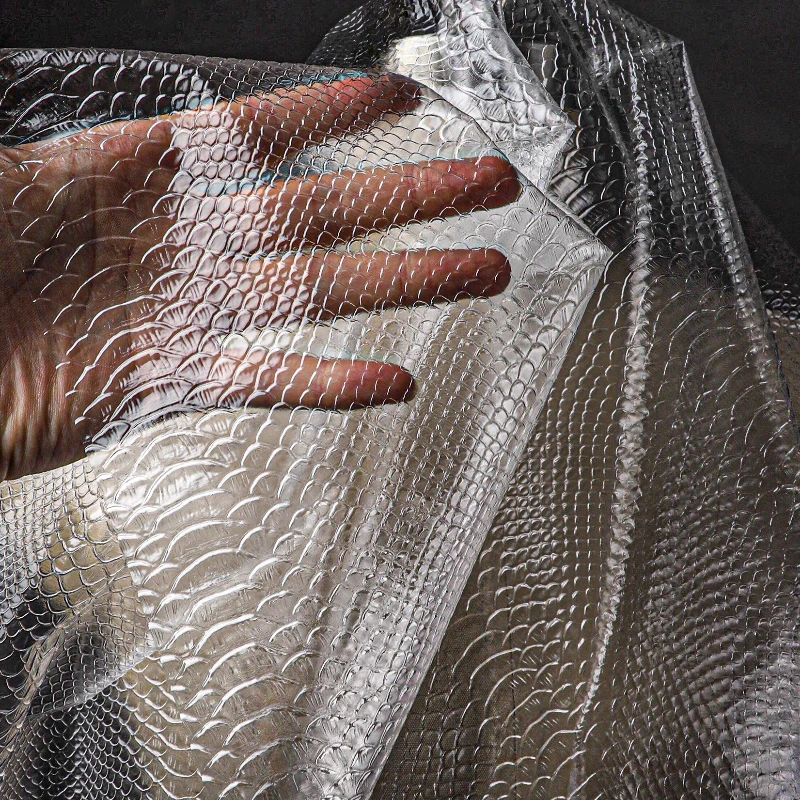 Kain Film TPU Matte Bermotif Kulit Ular, Tahan Air, Kreatif, Transparan, untuk Rok, Luaran, Tas, Pakaian, Kain Desainer