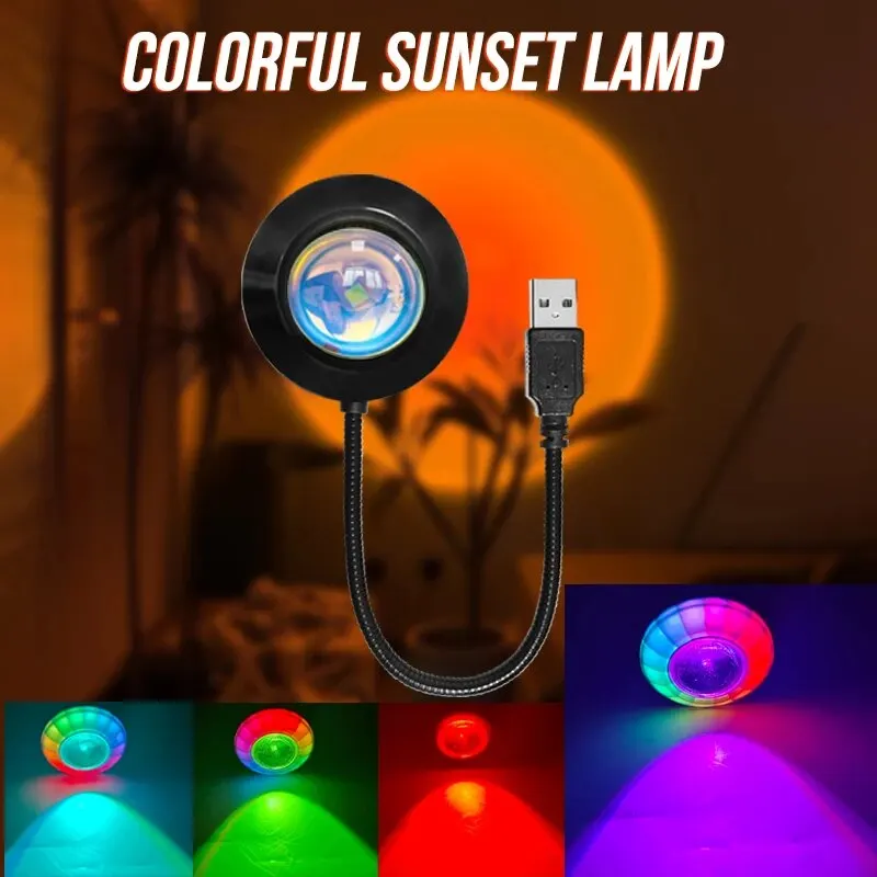 

RGB Sunset Lamp Projection Led Lights Multi-modal Rainbow Lamp For Photography Selfie Party Home Living Room Bedroom Decor Gifts