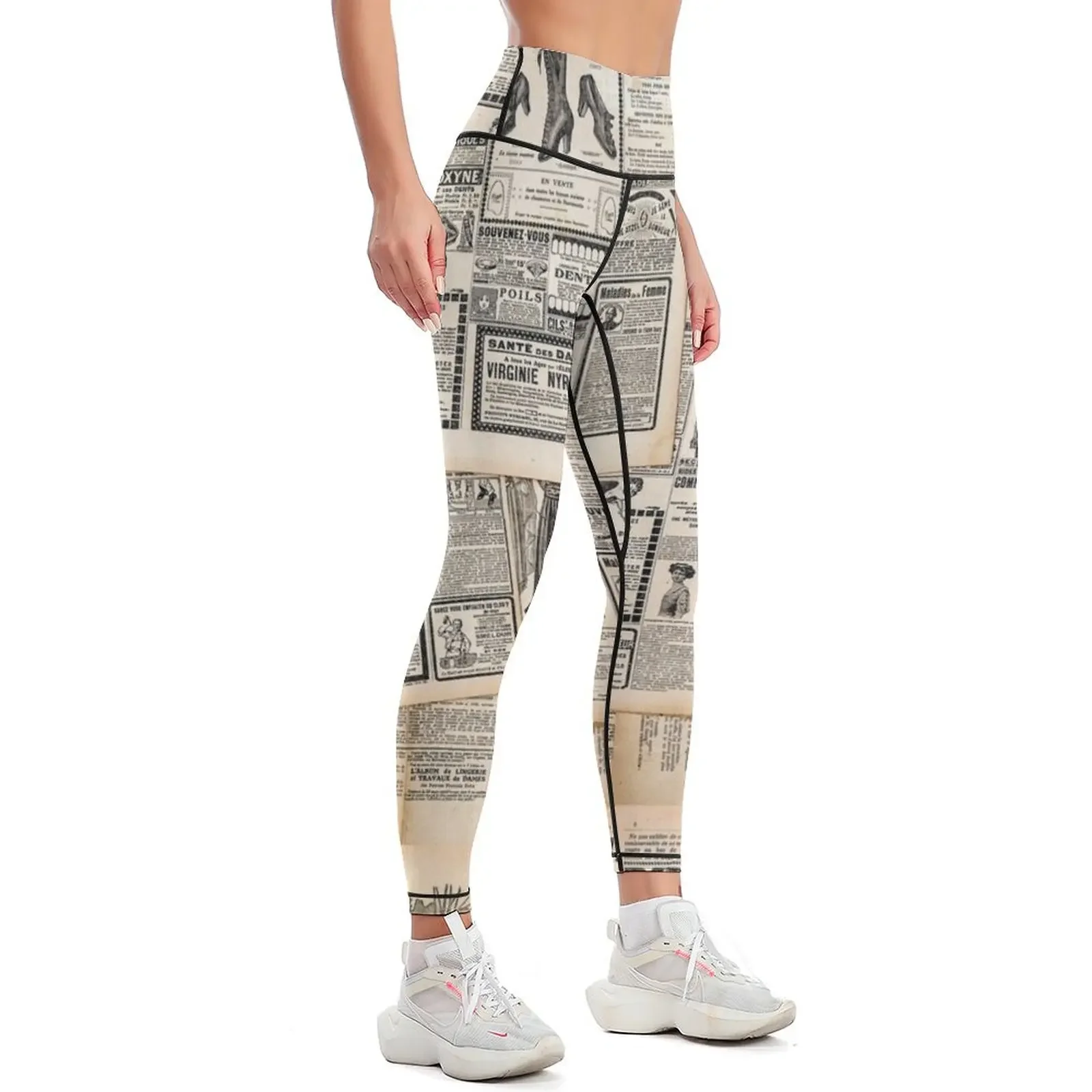 Old Vintage Newspaper Sheets Leggings Women sports sports woman gym Sweatpants workout clothes for Womens Leggings