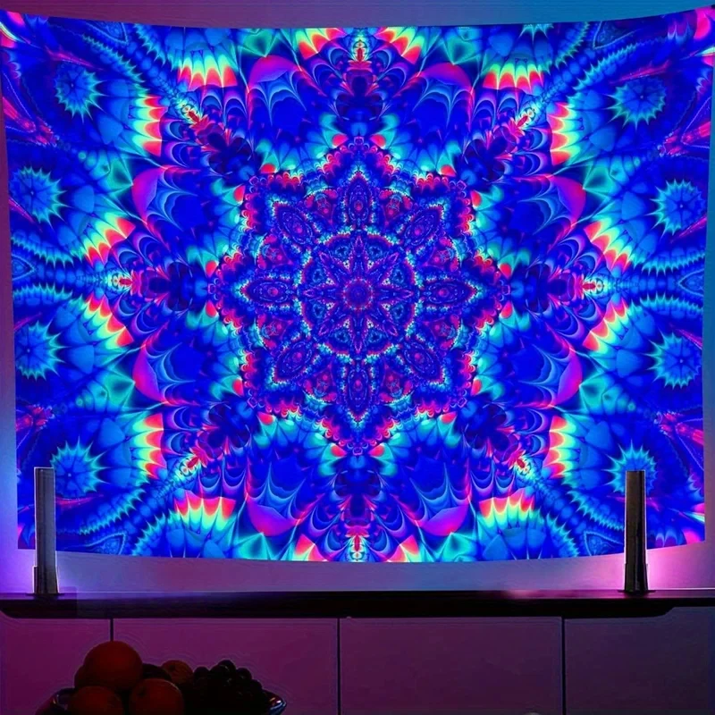 VIKAMA Psychedelic Mandala Tapestry, Colorful Trippy Boho Print Wall Hanging for Bedroom Dorm Living Room Decor
