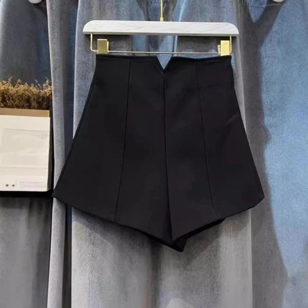 Pantalones cortos ajustados a la moda para mujer, traje de Color sólido de cintura alta, pantalones cortos elegantes Y2K, pantalones cortos de verano para oficina
