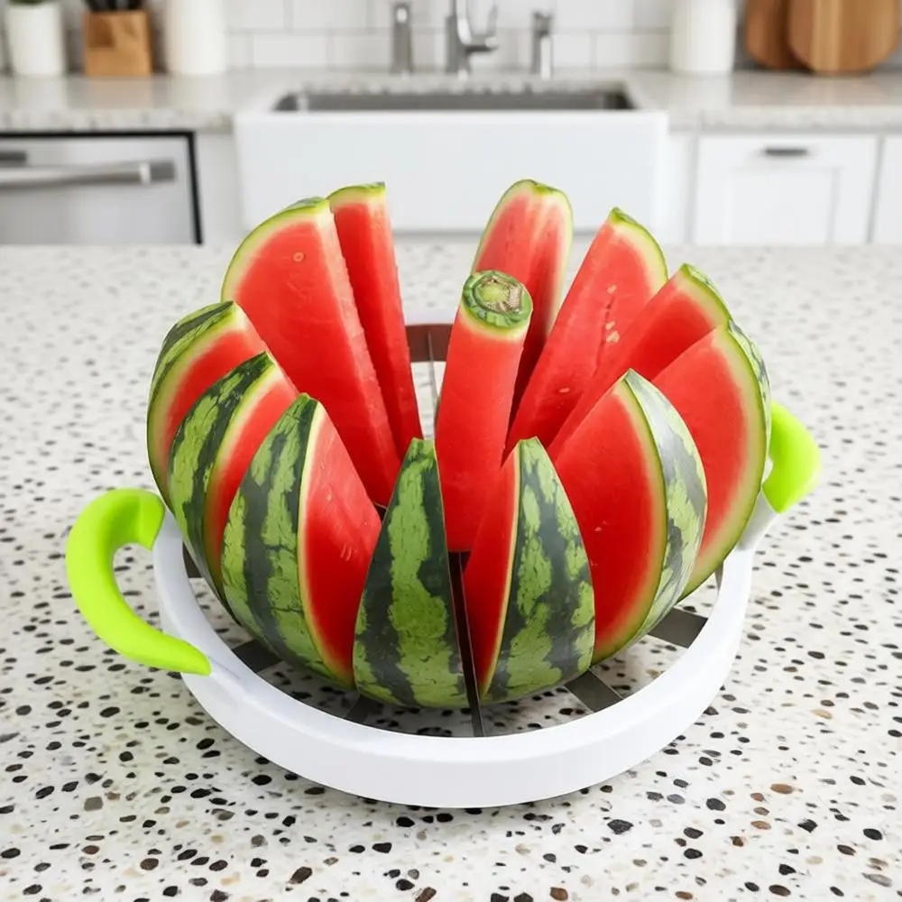 

Большая лопатка-слайсер для арбузов с силиконовой ручкой, круглая овощерезка-слайсер из нержавеющей стали для фруктов, овощей, чистки и удаления сердцевины, сервировочная лопатка