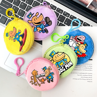 Dog Man Zipper Purses Round Wallet Cute Keychain Small Pocket Money Bags Children Pouch Anime Cartoons Storage Plush Coin Gifts