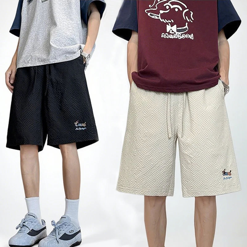 

Мужские повседневные шорты, брюки, модные шорты с вышивкой, летние тонкие свободные пятые брюки, спортивные брюки для бега на открытом воздухе с эластичной резинкой на талии