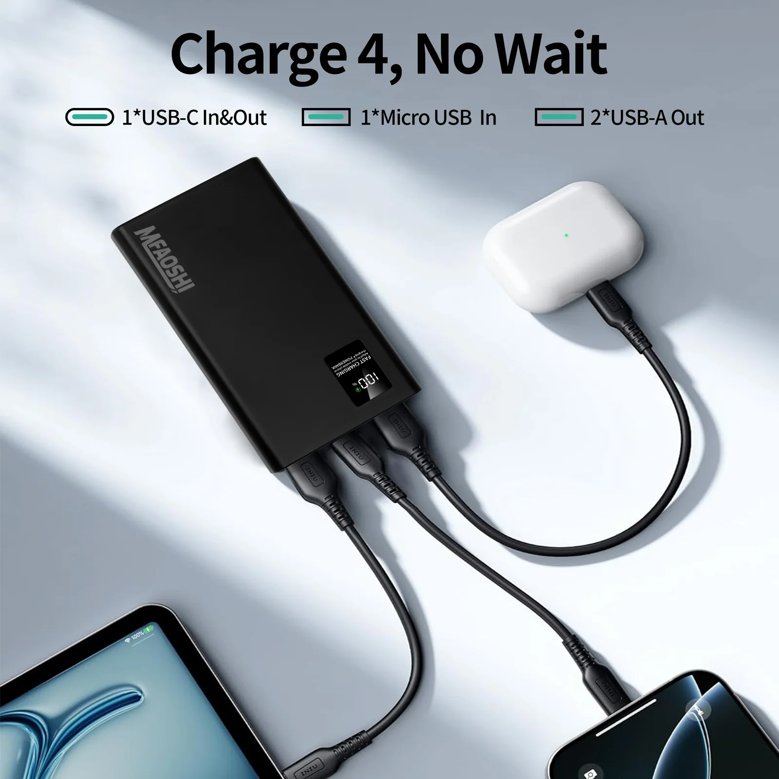 MFAOSHI  10000 mAh Portable Power Bank,  Ultra Slim Phone Charger Compatible with iPhone 16/15/14/13/12,Android Phone etc