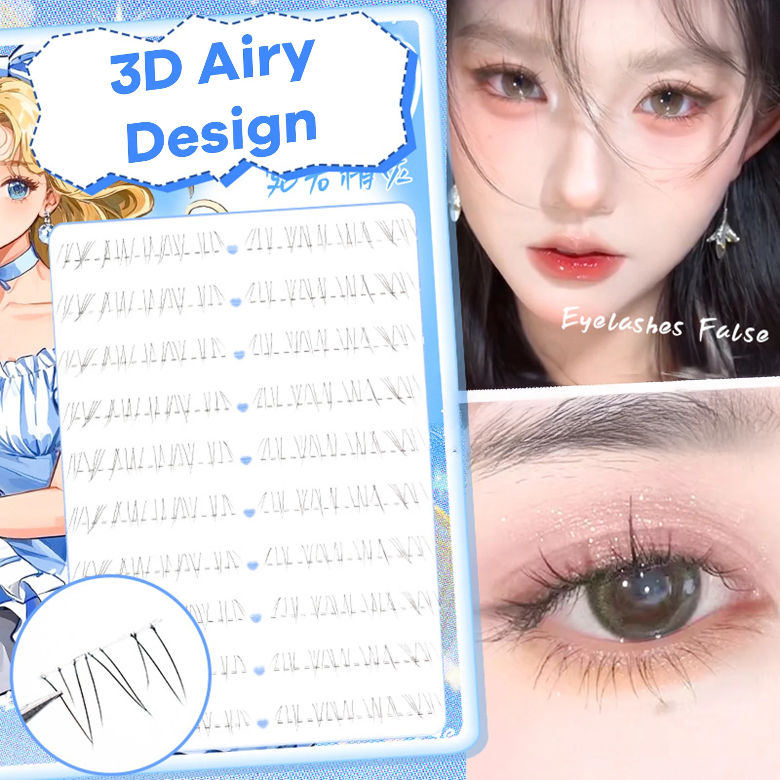 ต่อขนตาล่างแบบ DIY สไตล์เกาหลี ขนตาปลอมบางเบา น้ำหนักเบา กาวติดแน่น ดูเป็นธรรมชาติ สำหรับใช้ในชีวิตประจำวัน