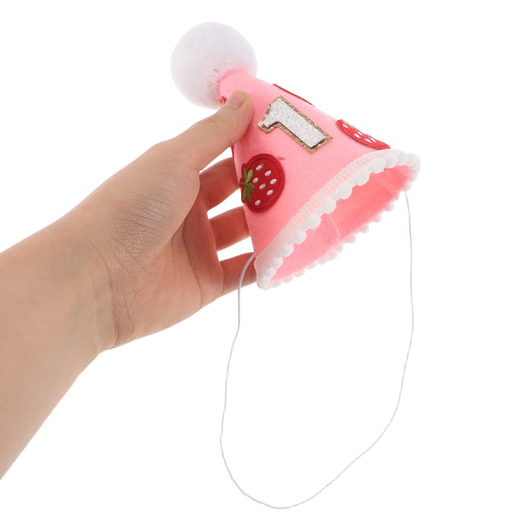 

2 шт., фетровая детская шляпа с короной, клубничная шляпа на день рождения, фотобудка, торт, аксессуары для первого дня рождения, корона для новорожденных