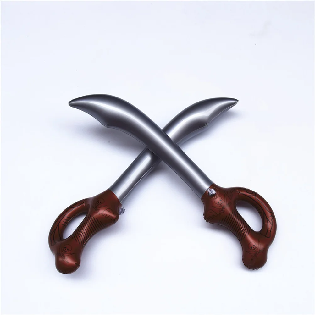 

4Pcs Inflatable Pirate Swords Halloween Party Props 2 Brown 2 Black Handle Pretend Play Decorations Inflatable Toys