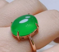 Wholesale Fashion Ice Type Emperor Green Jadeite Inlaid Exquisite Women's Ring