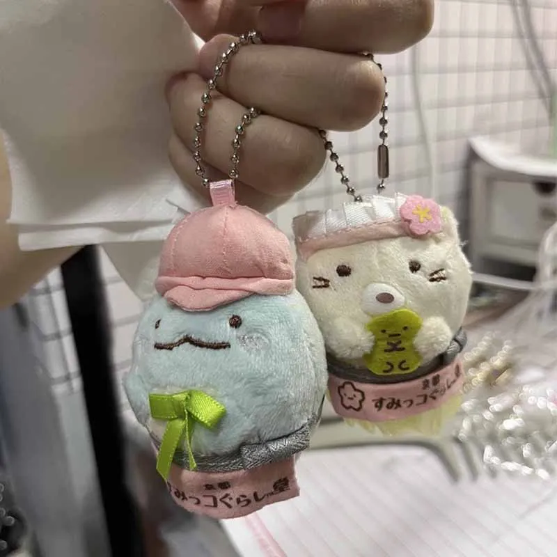Porte-clés poupée en peluche, créatures d'angle, fleurs de cerisier, Design Matcha, dessin animé japonais entourant, pendentif pour sac à dos, jouet cadeau