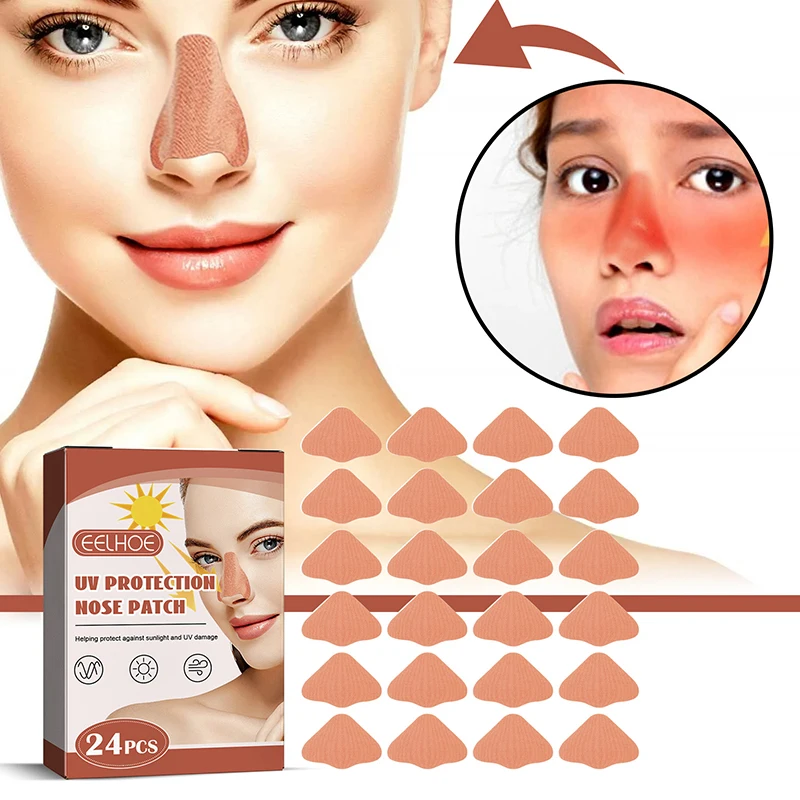 24pcs Sunscreen Nose Patch For Summer Outdoor Breathability Comfort Refreshing UV Protection Nose Mask Skin Care Sun Protection