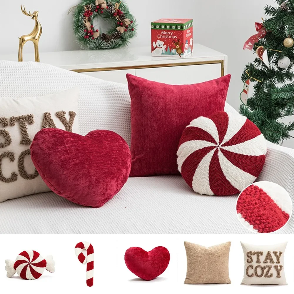 1PC Christmas Candy Cane Throw Pillow Soft Sofa Cushion Festival Heteromorphic Decorative Pillow Doll for Christmas Decoration