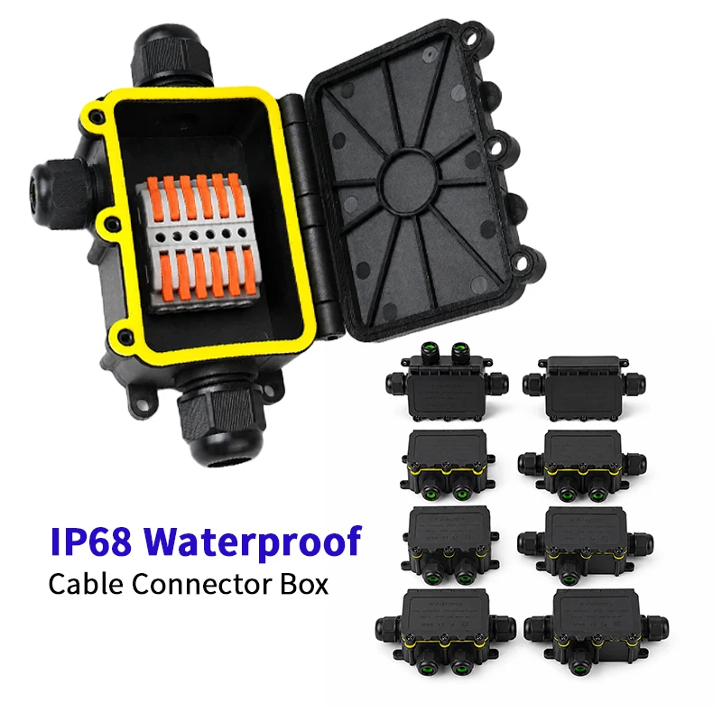 IP68 Waterproof Junction Box 2-8 Way 6 Pole Electrical Wire Connector 32A 450V 0.08-4.0mm² Cable Splice for Outdoor Lighting