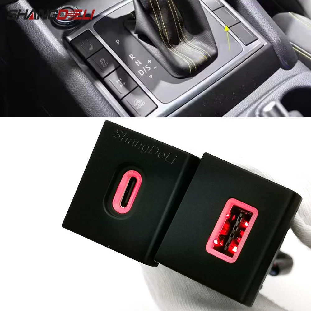 

12V/24V Car Dual USB Type C PD Charger Adapter Socket Charging Outlet Fit for VW Amarok 11-22 Car Accessories