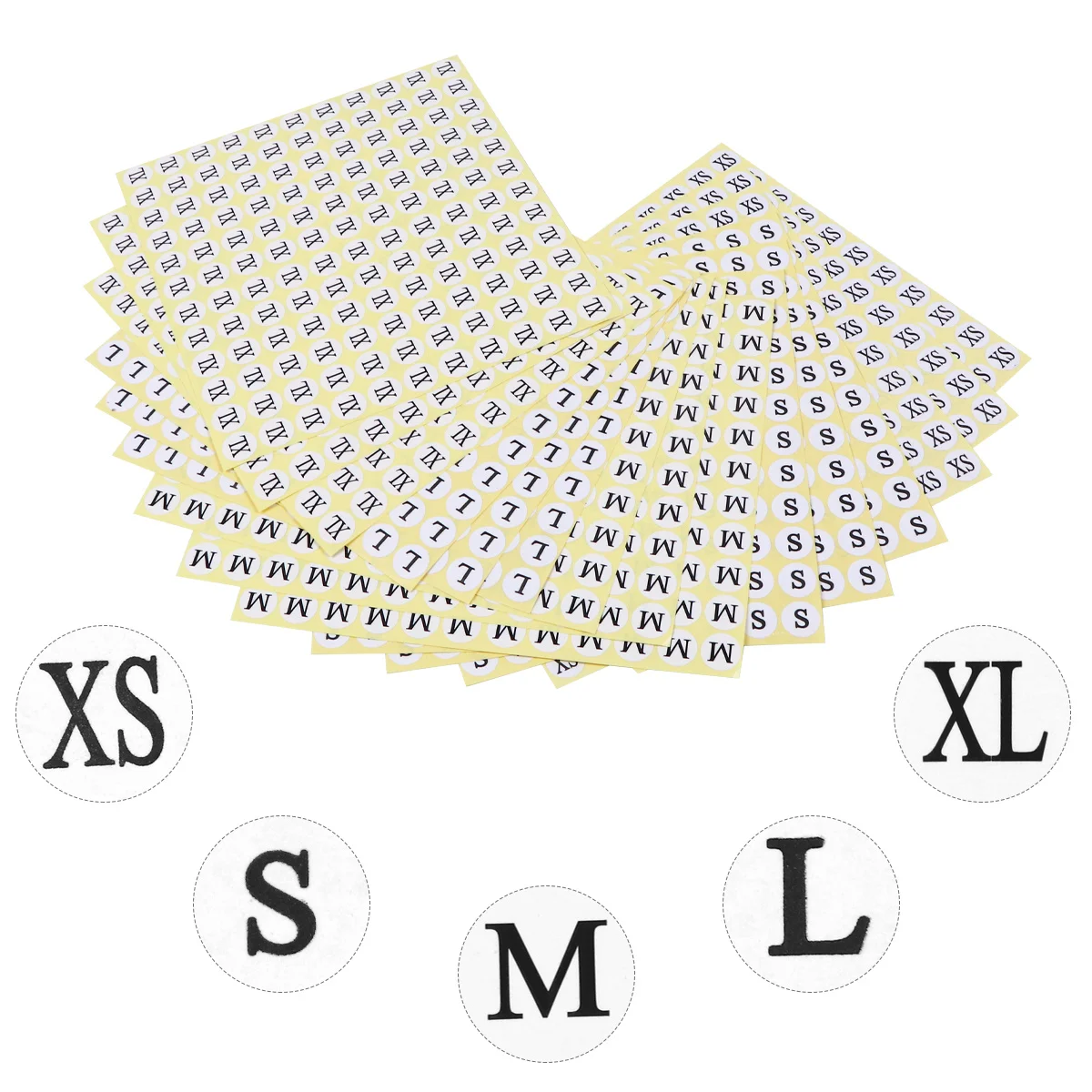 5Packs Round Size Stickers Self-Adhesive Clothing Labels Xs S M L Xl for Easy Apparel Size Classification and Storage