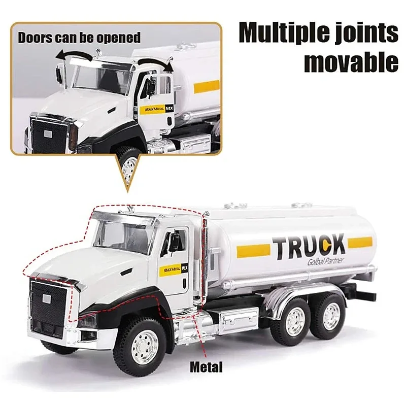 

TEMIKIDS Diecast Transport Vehicle Garbage Truck Tanker Truck Express Delivery Truck, Metal Collectible Model Pull Back Cars for