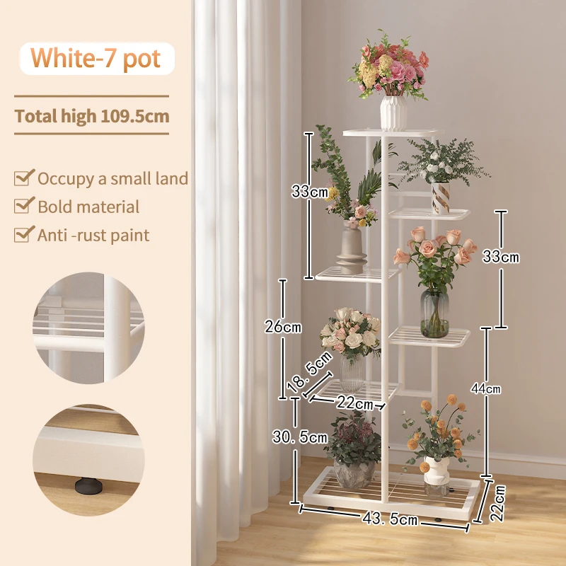 4-9 Tier Balcony Metal Flower Plant Stand Rack Outdoor Iron Flower Pot Holder Display Shelf with Powder Coating Finishpromote Sa