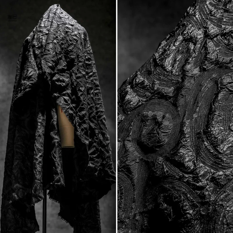 

Черный инсульт, рельефная жаккардовая ткань, одежда, платье, куртка, брюки, дизайнер багажа для шитья своими руками, оптовая продажа, ткань