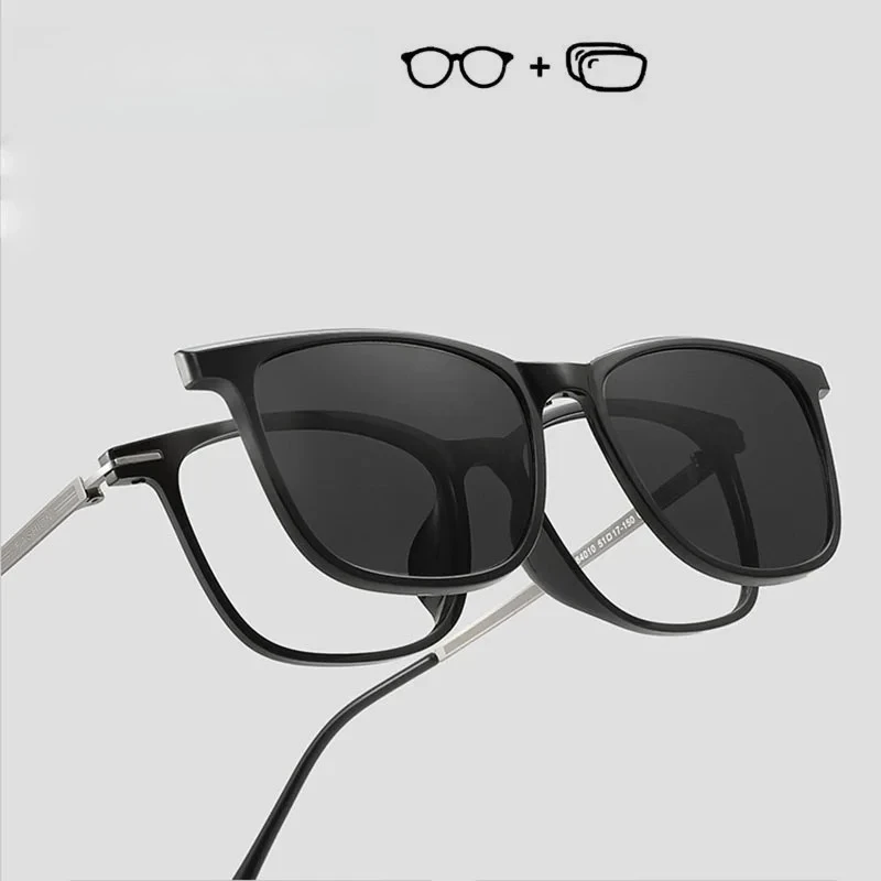 OLLYMURS Prescription Glasses Men Women Anti Blue Myopia Hyperopia Progressive Eyegasses Optical Eyewear with Polarized Clip