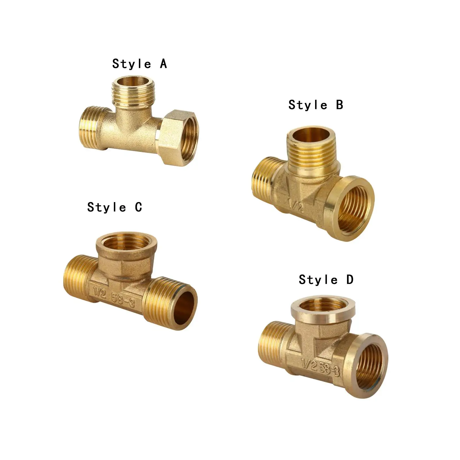 Tee Pipe Fitting Brass,3 Way Pipe Fitting Tee Threaded Pipe Fitting,Home Hose Fitting,Water Pipe Connector for Sprinkler Pipe