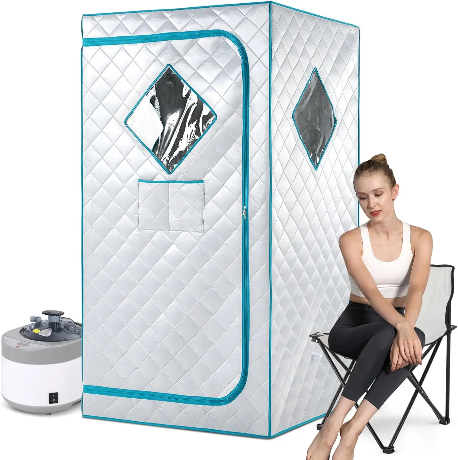 

Portable Full Size Portable Steam Sauna at Home Indoor Sauna Spa 4L 1600W Portable Sauna Steam Generator with Folding Chair