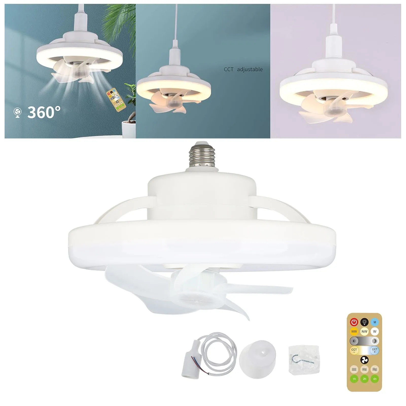 ZK30 LED Ceiling Fan 48W E26 E27 Remote Control Speed Brightness Colour Temperature Adjustable Timer Fan Light AC85V‑265V