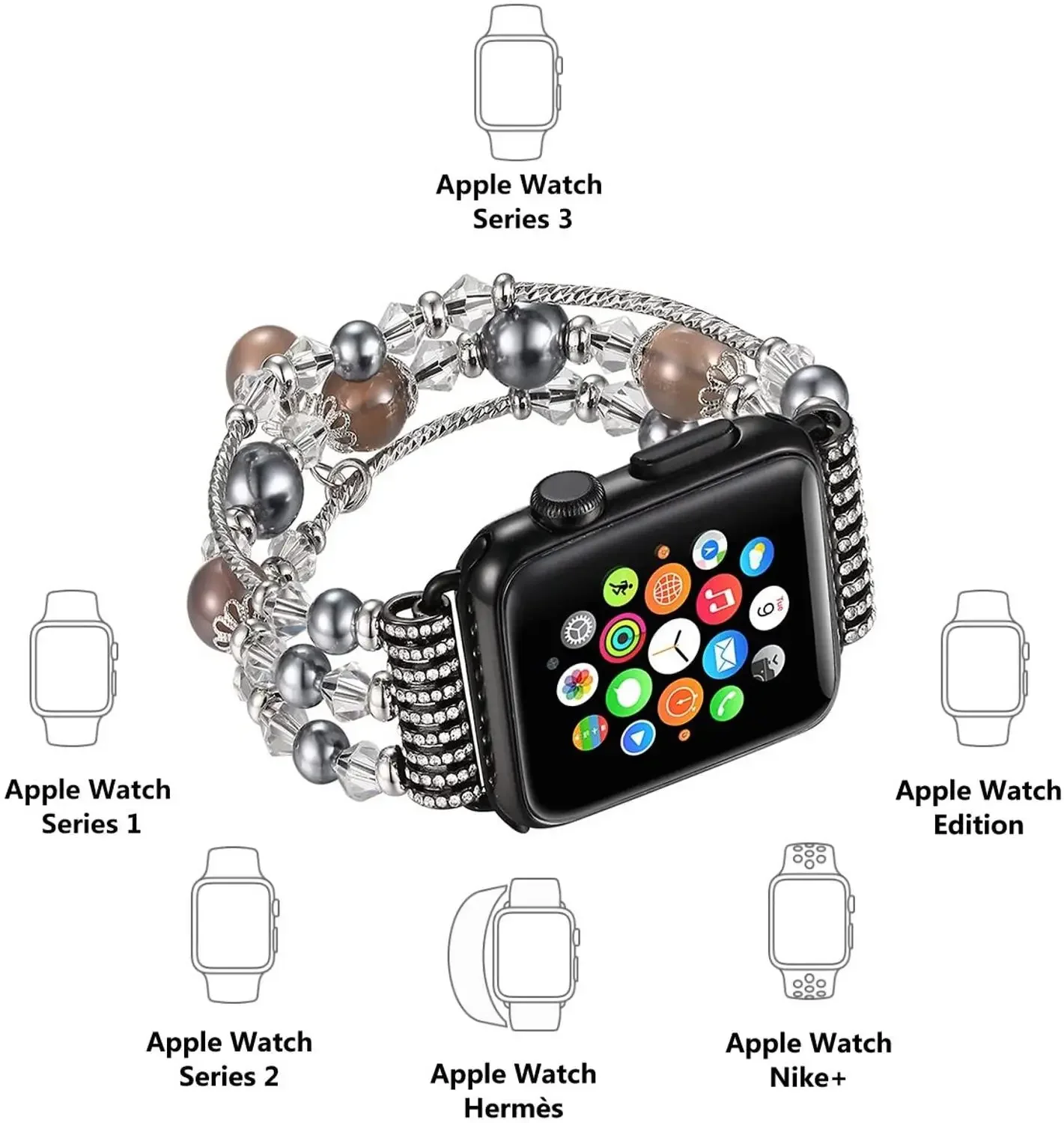 Correa de joyería para Apple watch Series 9, 8, 7, 6, 5, 4, 3 SE, 45mm, 41mm, 44mm, 42mm, 40mm, pulsera de lujo para iwatch Ultra 2, 49mm