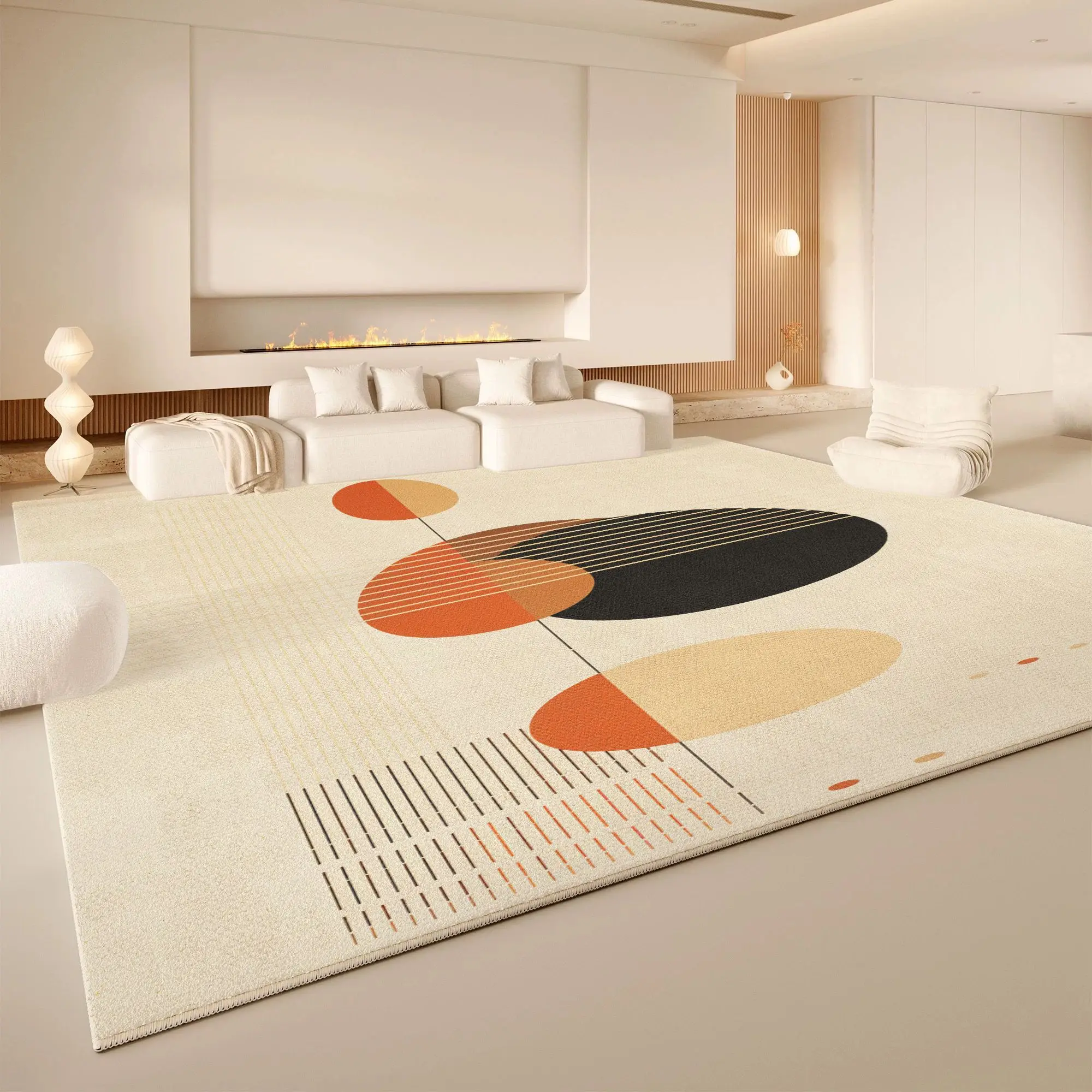 VIKAMA Ink Splash Abstract Art Area Rug Washable Anti-Slip Living Room Carpet Modern Neutral Minimalist Home Floor Rug Home