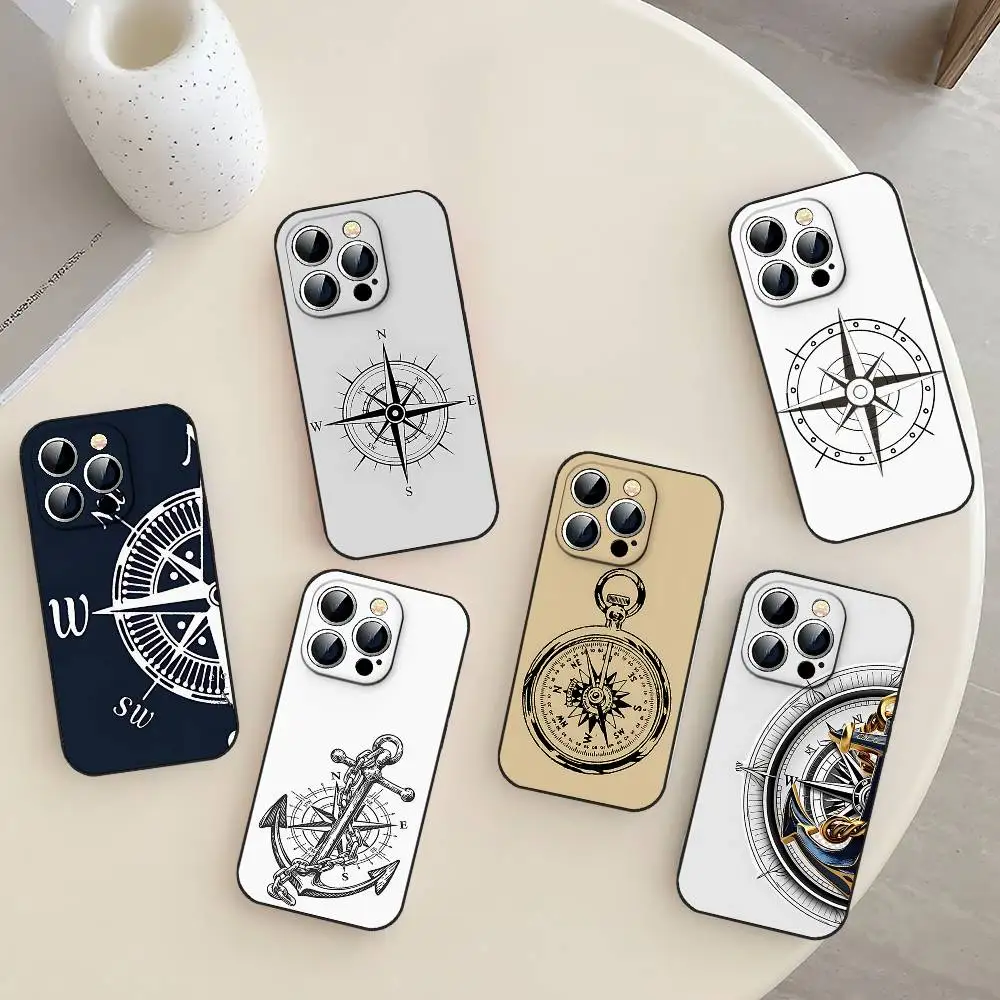 

Fashion Vintage Compass Black Phone Case That Fits For IPhone 17,16,15,11,13,14 Pro Max,Plus,X,Xr,Xs Max,13Mini