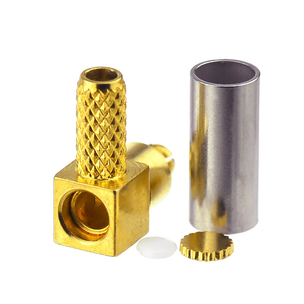 Superbat MC-Card Male Right Angle Crimp Goldplated PTFE RF Coaxial Connector for RG174 RG316 Cable