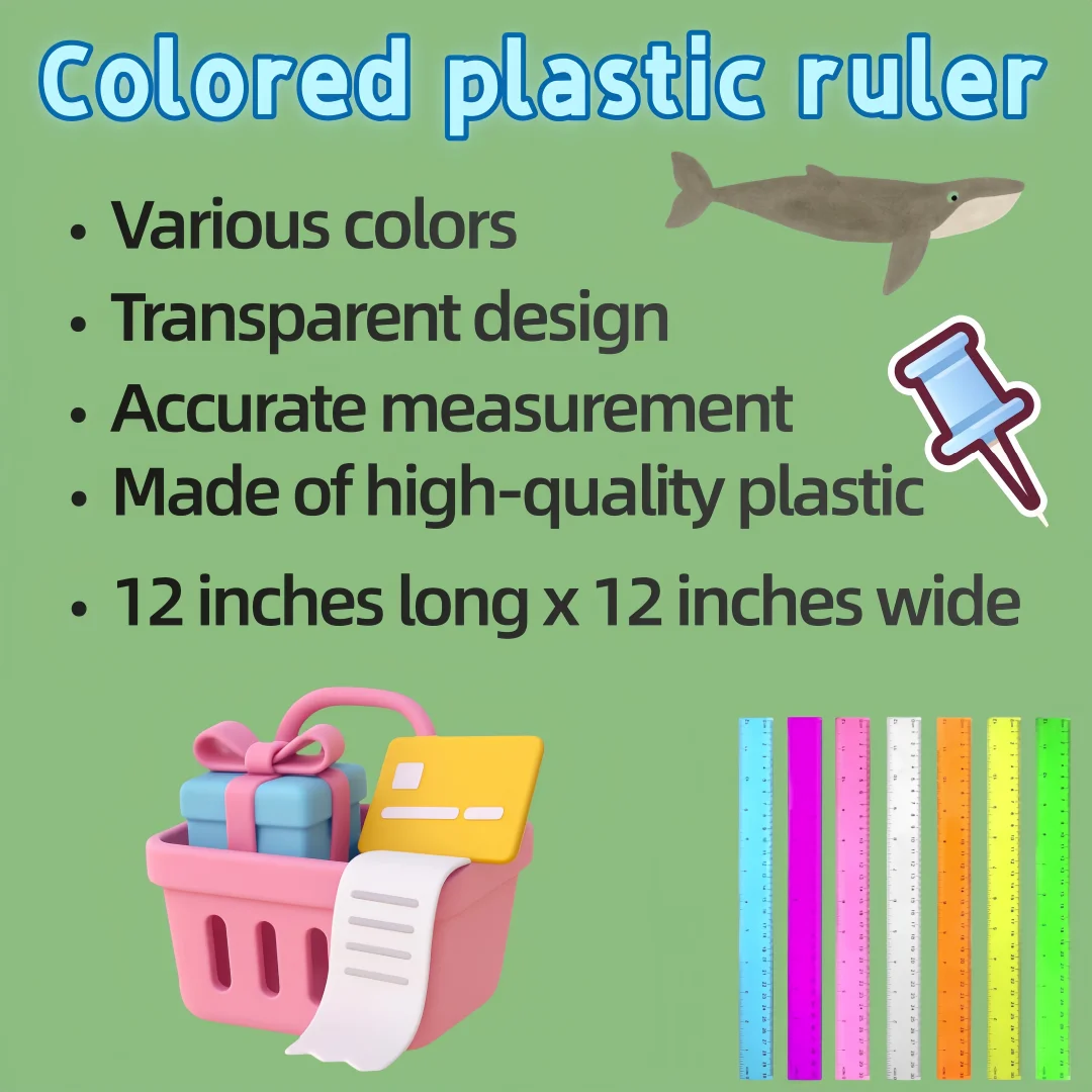 Kids Ruler 12 Inch 7-Pack! Color Transparent for School & Office Use with CM MM Inch Markings