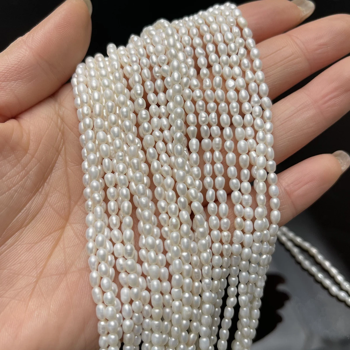 3-4mm Cost Effective RiceNatural Freshwater Pearl Strand Beads Loose Beads for Jewelry Making DIY Necklace Bracelet Accessories