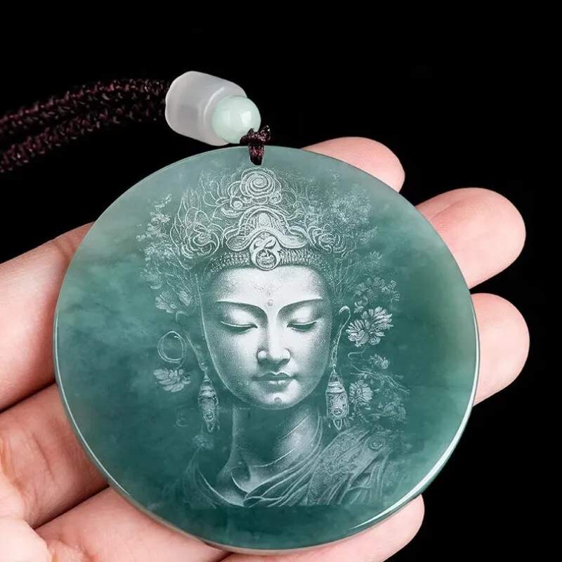 Blue Water Shadow Sculpture Buddha Statue Guanyin Bodhisattva Glutinous Seed Pendant Women's Pendant Gift