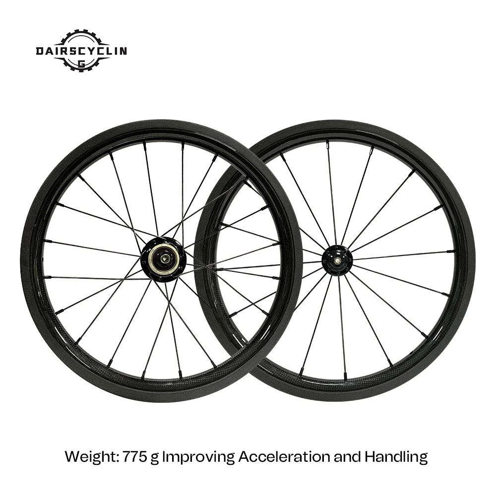 DAIRSCYCLING 16inch 349 carbon wheels 780g V brake 3/7 speed Modification accessories brompton bicycle wheels support C/P line