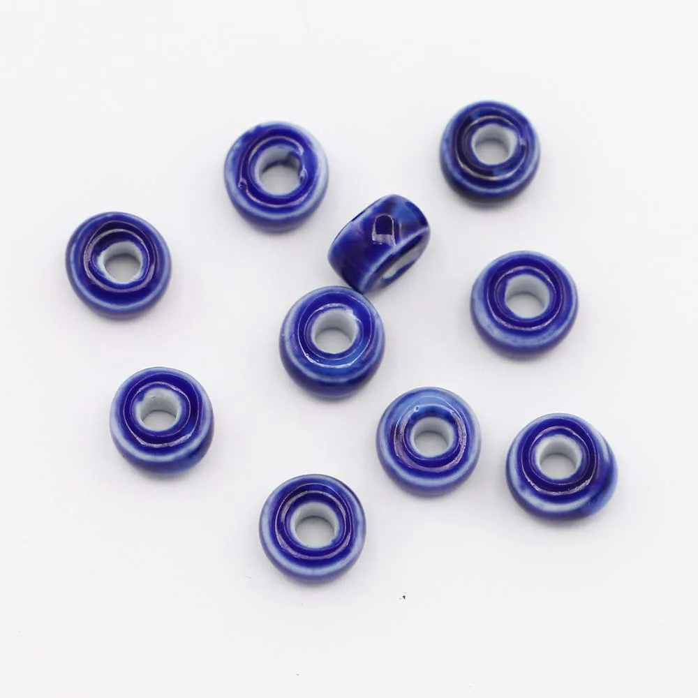 New Drum Cylinder Ceramic Beads Simply Colored Round Flat Spacer Beads for Jewelry Making DIY Handmade Accessories 100pcs 10x6mm