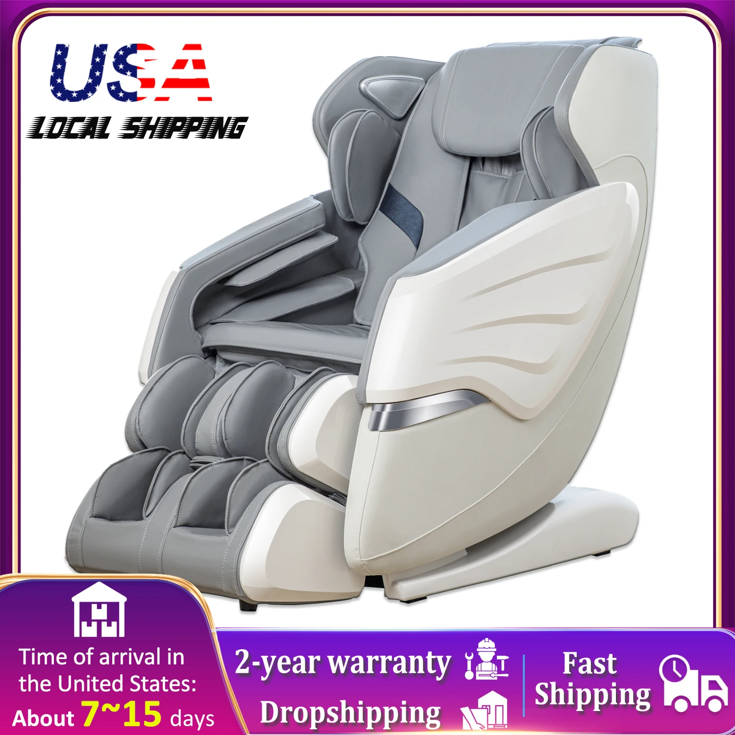 Shipment USA 2-year warranty massage chair full body Zero gravity Multi-Function Bluetooth Music Heating Kneading massage chair