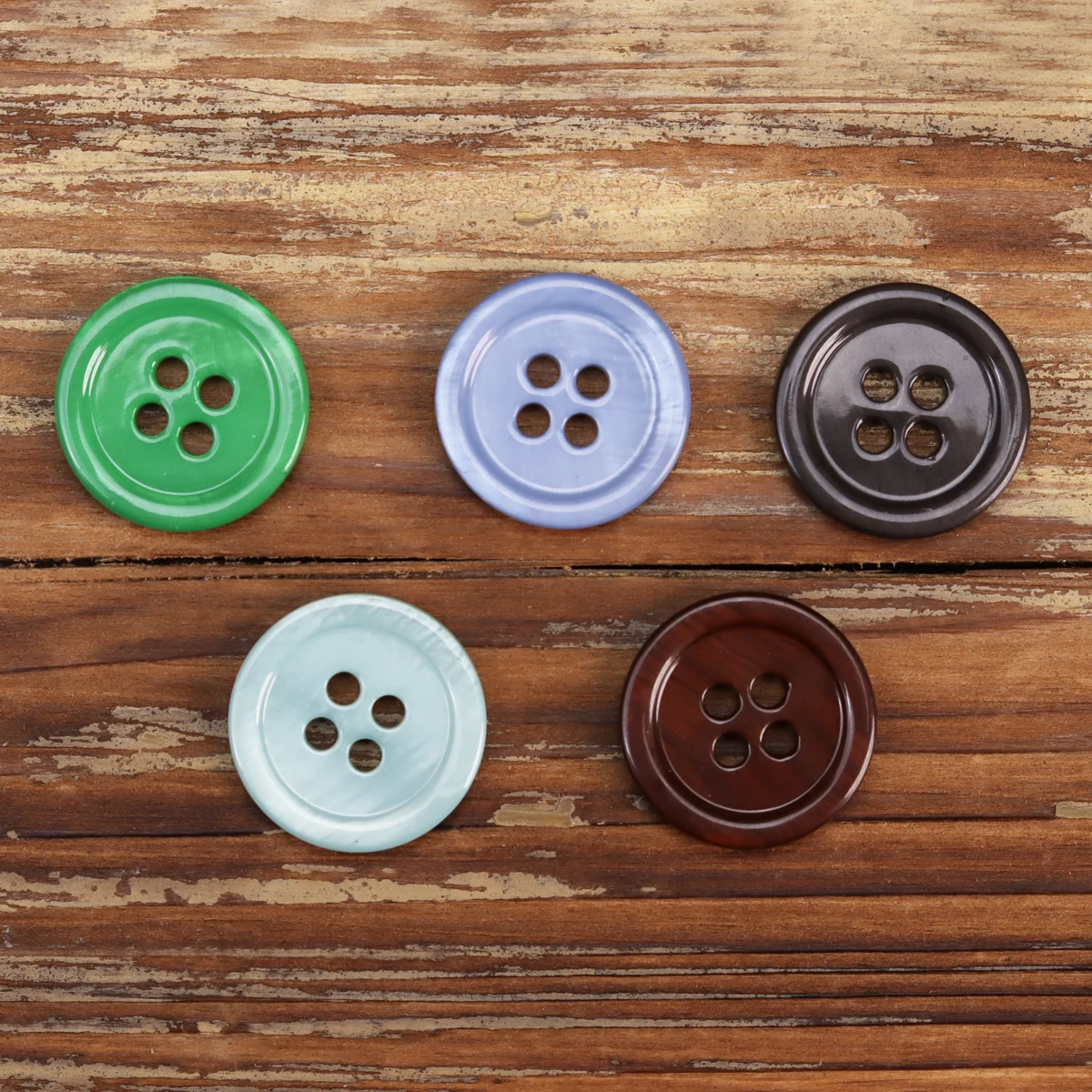 6pcs Round Rim Four Hole Shell Buttons Green Blue Grey Wine Red Sewing Knitting Spring Summer Shirt Sweater Outwear NEW