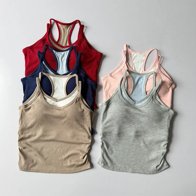 Damen Yoga-Top Stoßfester Sport-BH mit Brustpolstern, Trägerloses Yoga-Oberteil, Oberbekleidung zum Laufen, Trainings- und Fitness-Top – Detail 9