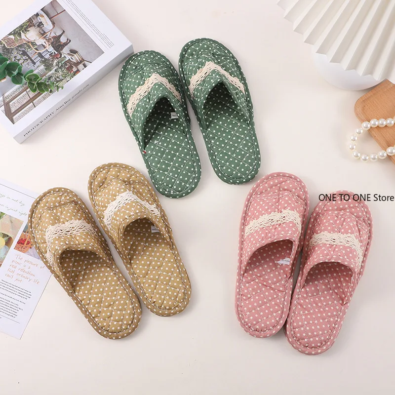 

Women's Fashion Home Linen Couple Slippers Breathable Home Shoes Moisture Absorbing Anti Slip Cotton Linen Slippers Wholesale