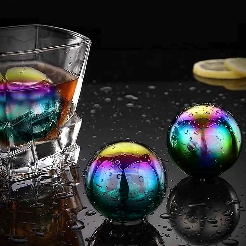 2pcs Reusable Stainless Steel Ice Cubes Cooling Metal Ice Balls Whiskey Wine Beer Cooler Chilling Stones Bar Tool Accessories