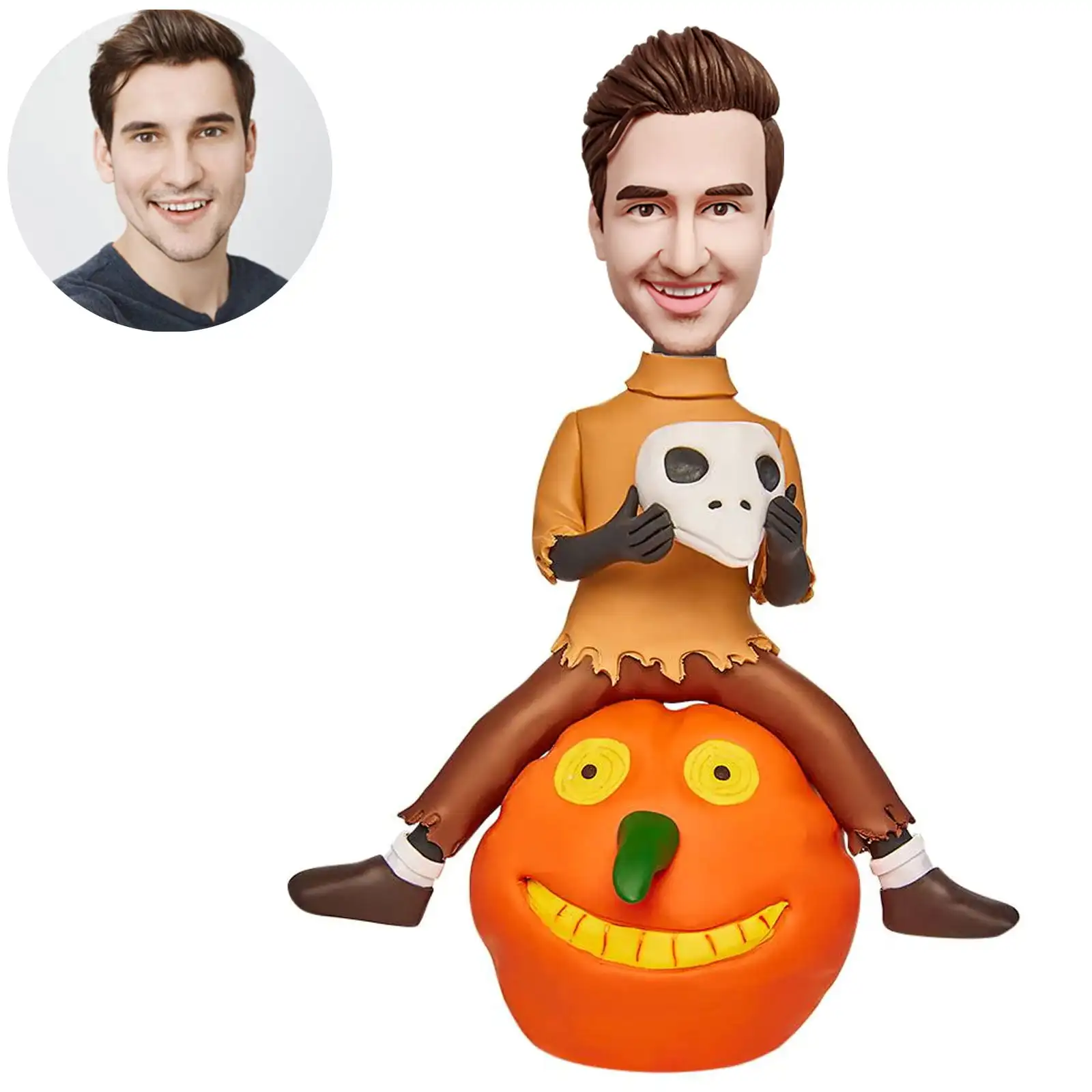 Custom Halloween Decorations Bobblehead Figurine, Personalized Halloween Gift Jack-O-Lantern Collectible Statue