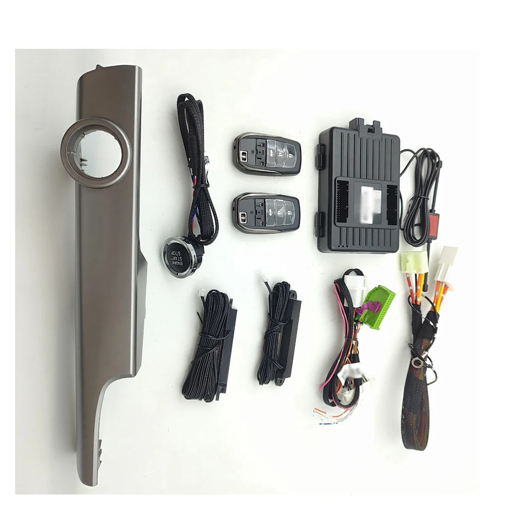 Engine Push Button Start Stop For Toyota Prado 2012-2017 Car Upgrade Remote Key Starter Keyless Entry with Grey Panel Plug Play
