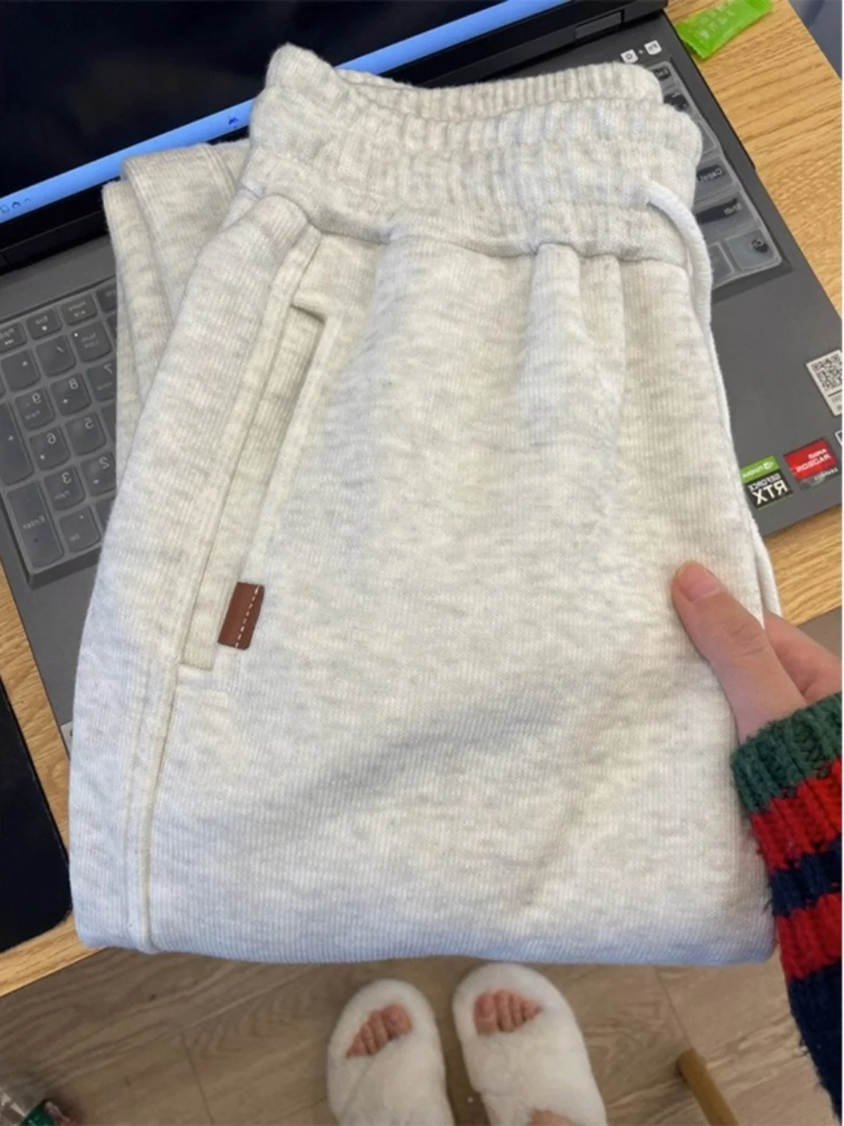 Grey Casual Harlan Pants Women's High Waist Cuffed Sports Pants Spring Autumn Small Size Casual Loose Fit Polyester Cotton Blend