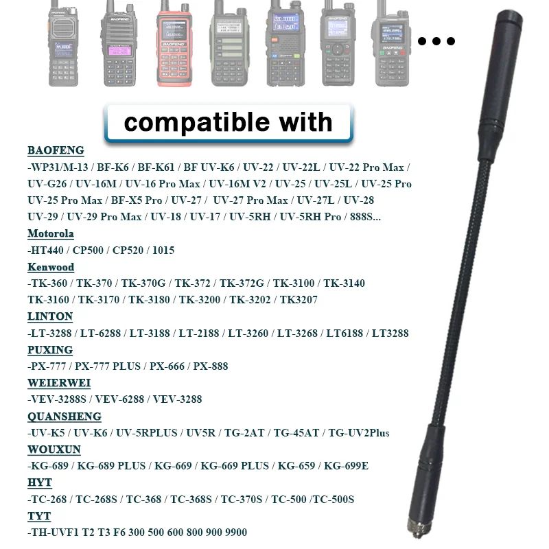 Original UV-25 Gooseneck Tactical Antenna Baofeng Walkie Talkie Antenna Flexible SMA-Female 33cm VHF UHF For UV-25 Pro Max Radio