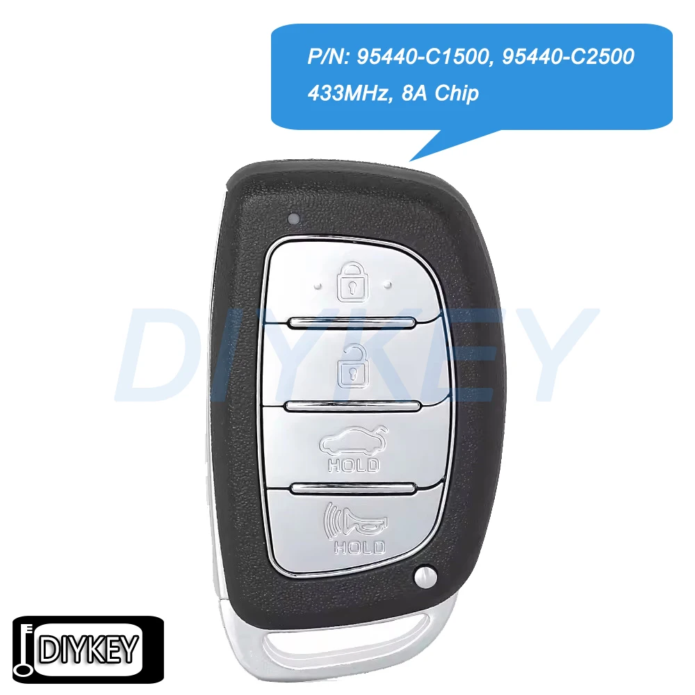 

Смарт-брелок с 4 кнопками, 433 МГц, 8 А, чип для Hyundai Sonata 2018 2019 2020, арт.: 95440-C1500, 95440-C2500 FCC ID: CQOFD00120