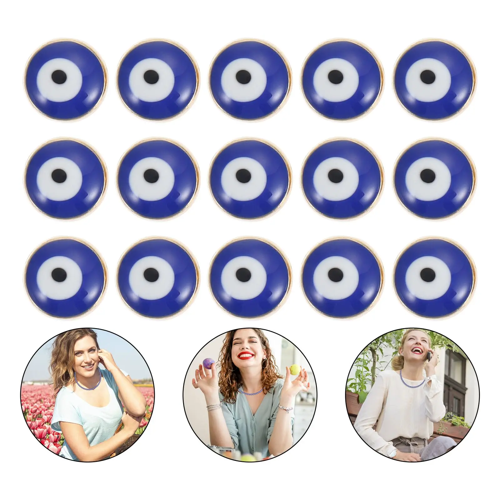 

50pcs Eye Pendant Alloy Material Diy Bead Material H made Beads Blue Eyes DIY Jewelry Accessories Craft Decorations