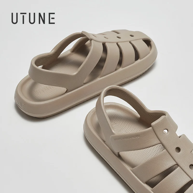 UTUNE Roman Sandals For Men Women Summer Outdoor Beach Shoes Couple Thick Cushion Breathable Non-slip Platform Sandal