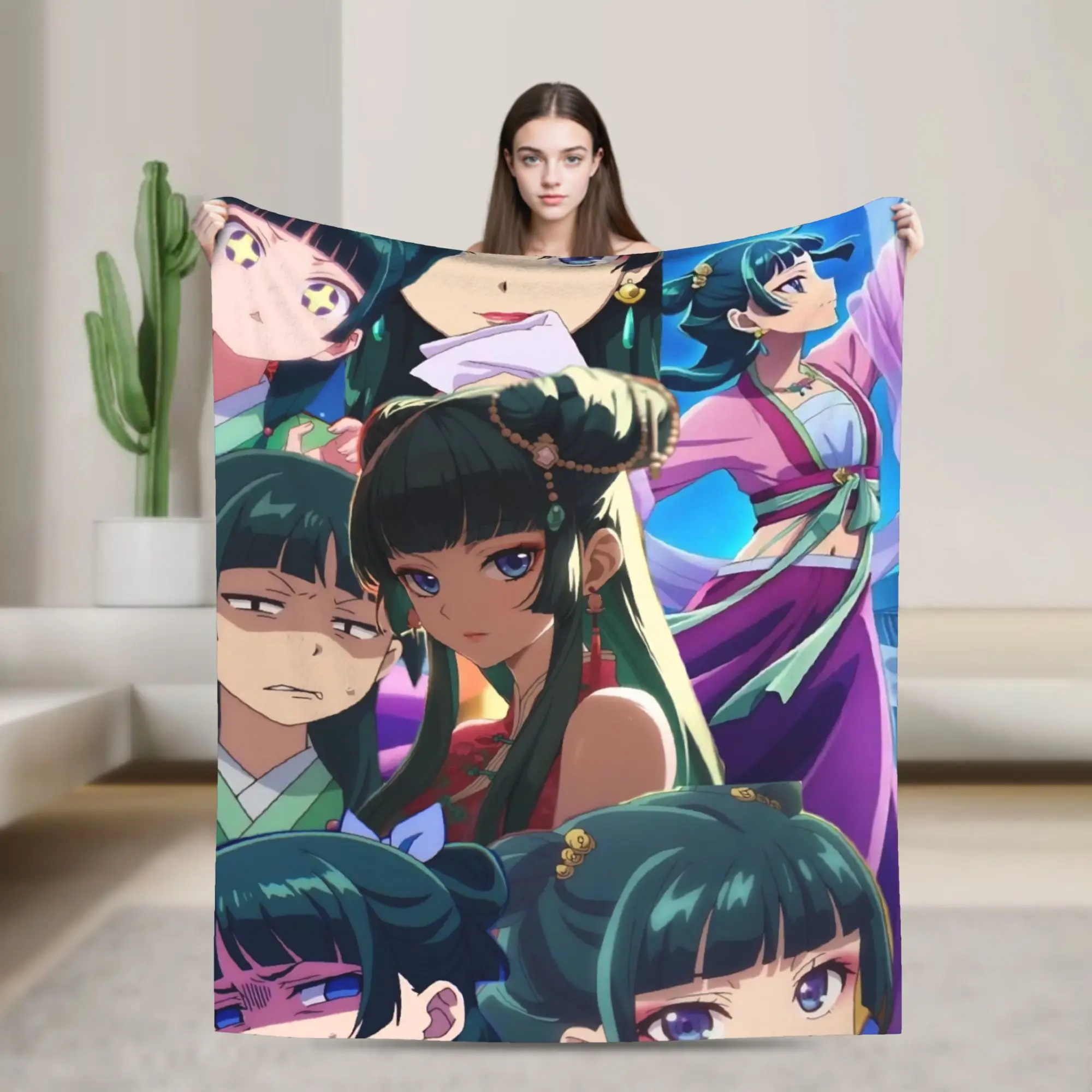 Maomao Jinshi Blanket Flannel Spring Autumn Apothecary Diaries Portable Lightweight Throw Blankets for Bedding Office Rug Piece
